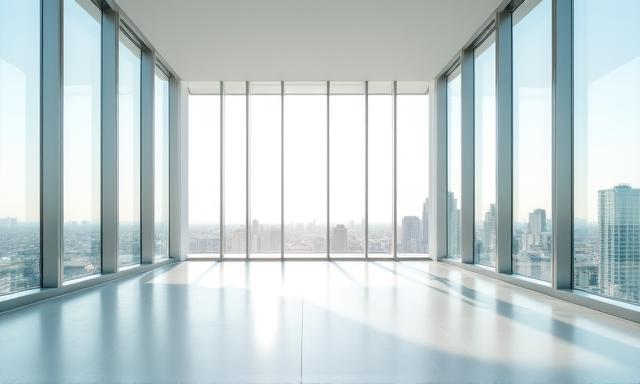 Modern commercial office space being viewed for leasing