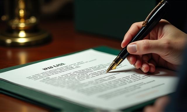 A legal document being stamped, representing contract risks