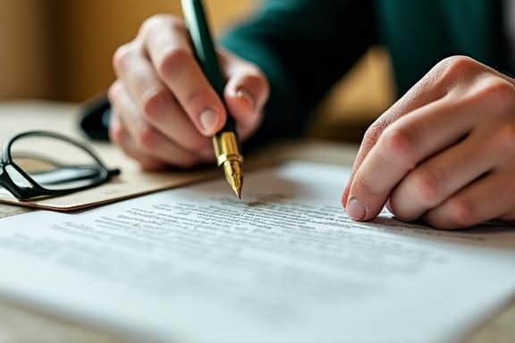 Legal professional reviewing protective clauses